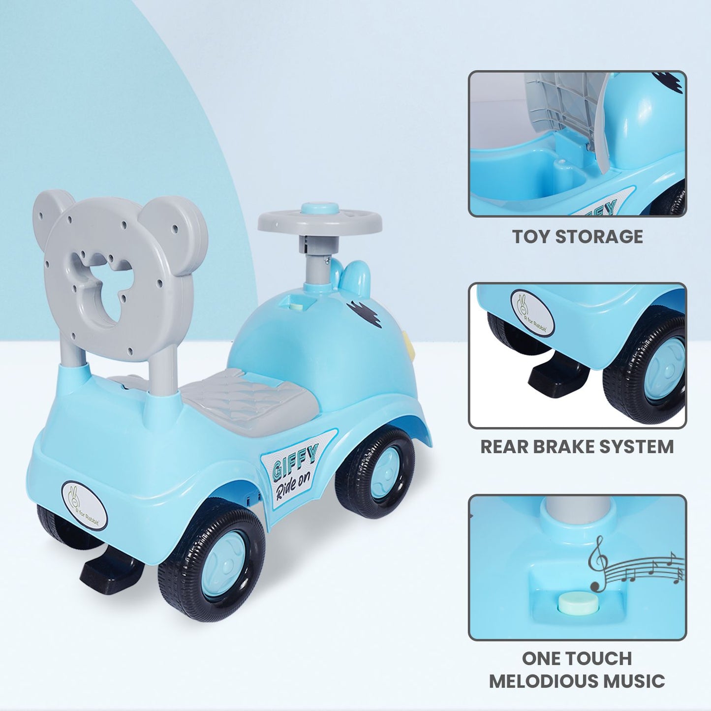 R for Rabbit Giffy Ride On Car For Kids Blue