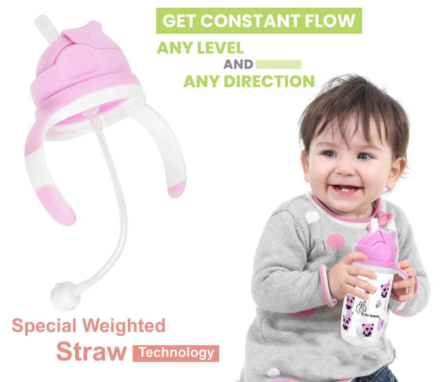 R for Rabbit Bubble Baby Sipper Bottle BPA Free Poly Propylene Material Purple
