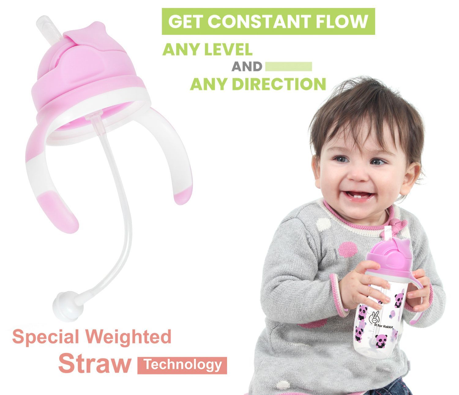 R for Rabbit Bubble Baby Sipper Bottle BPA Free Poly Propylene Material Purple