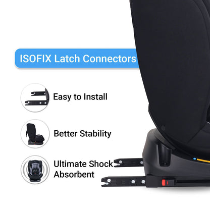R for Rabbit Jack N Jill Grand ISOFIX Car Seat For Kids 0 To 12 Years Black Grey