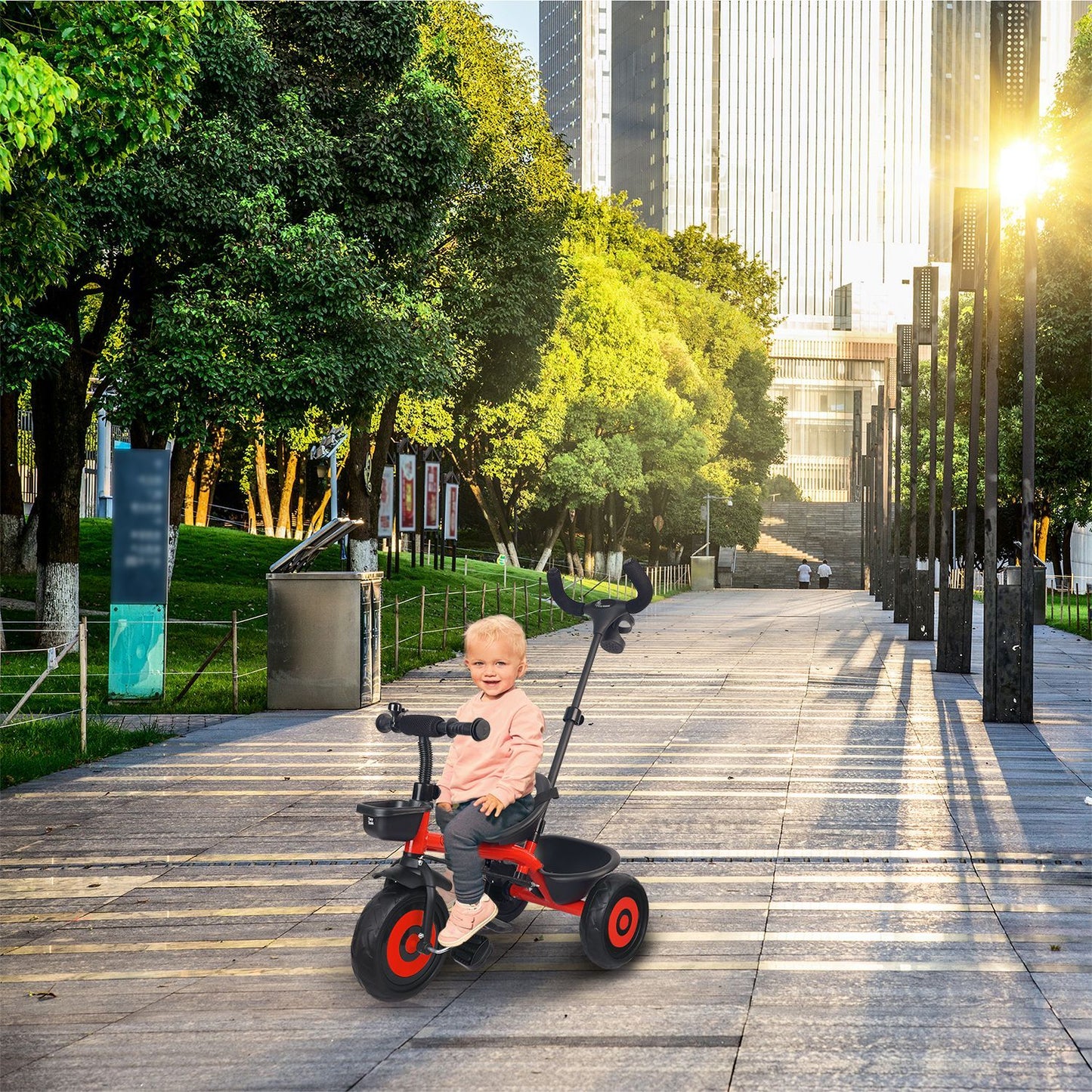 R for Rabbit Tiny Toes T20 Plus Tricycle - 2 In 1, Rubber Wheels, Adjustable Parental Control, Cup Holder Red