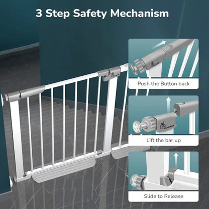 R For Rabbit Safeguard Baby Safety Gate for Kids with Two-Way Auto-Close, No-Drill, Retractable Design & Adjustable Lock, White