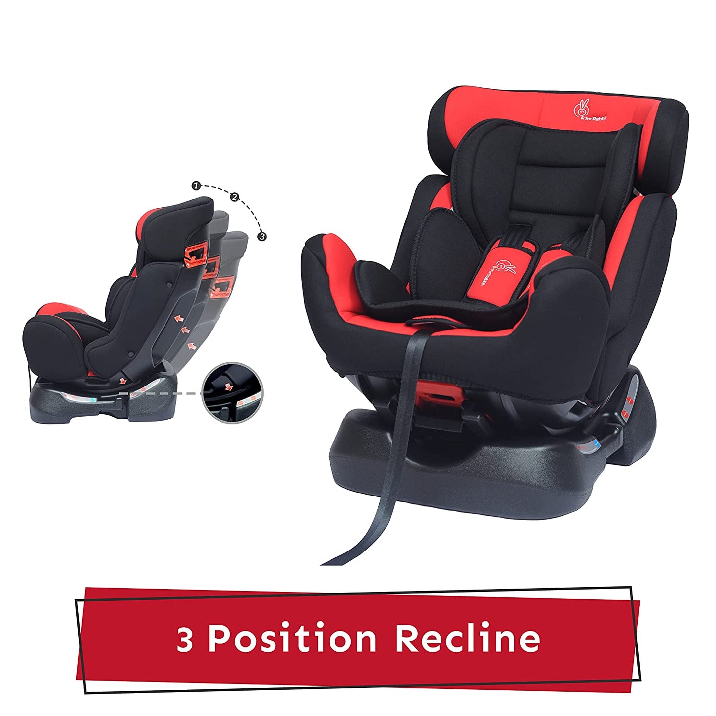 R for Rabbit Jack N Jill Grand Baby Car Seat For 0 To 7 Years Red
