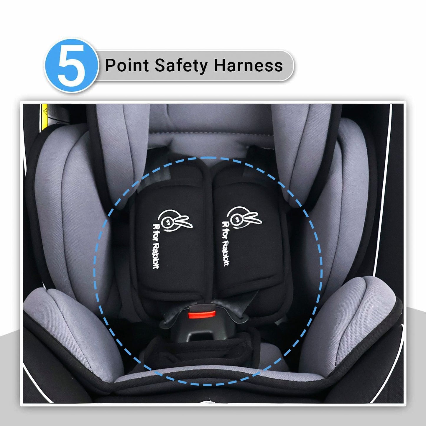 R for Rabbit Jack N Jill Grand ISOFIX Car Seat For Kids 0 To 12 Years Black Grey