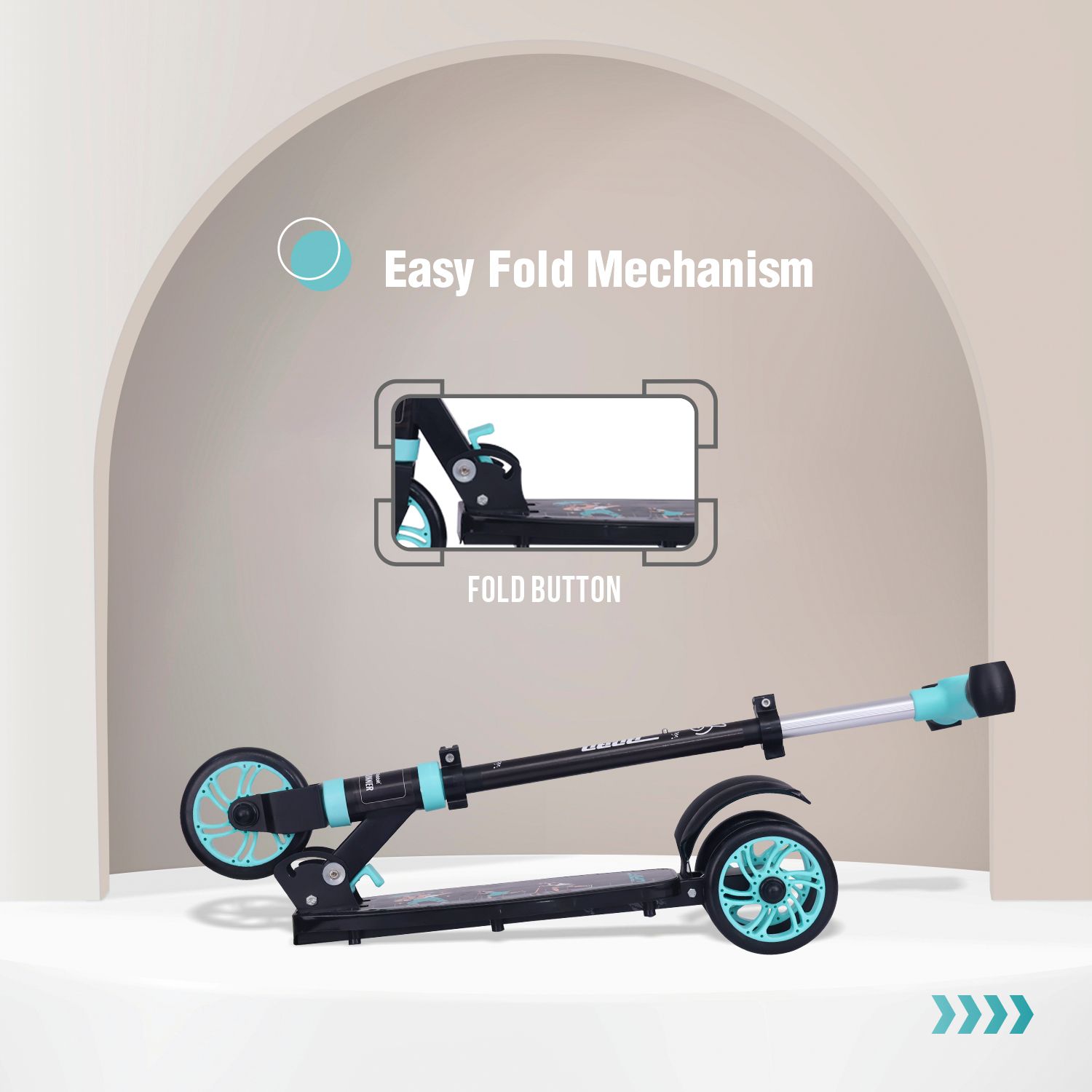 R for Rabbit Road Runner Drift Scooter - Metal Body, 3 Level Height Adjustment, Anti Slip Deck Lake Blue