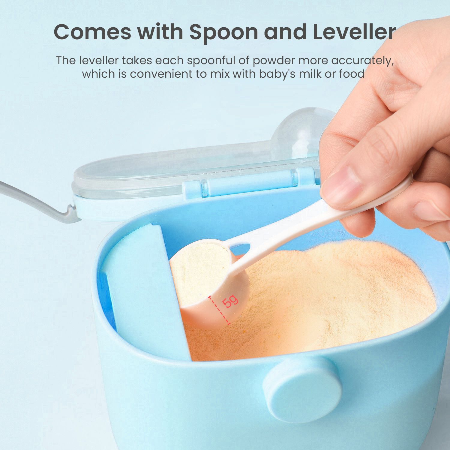 R for Rabbit First Feed Box With Scoop, BPA Free, Leak Proof Blue