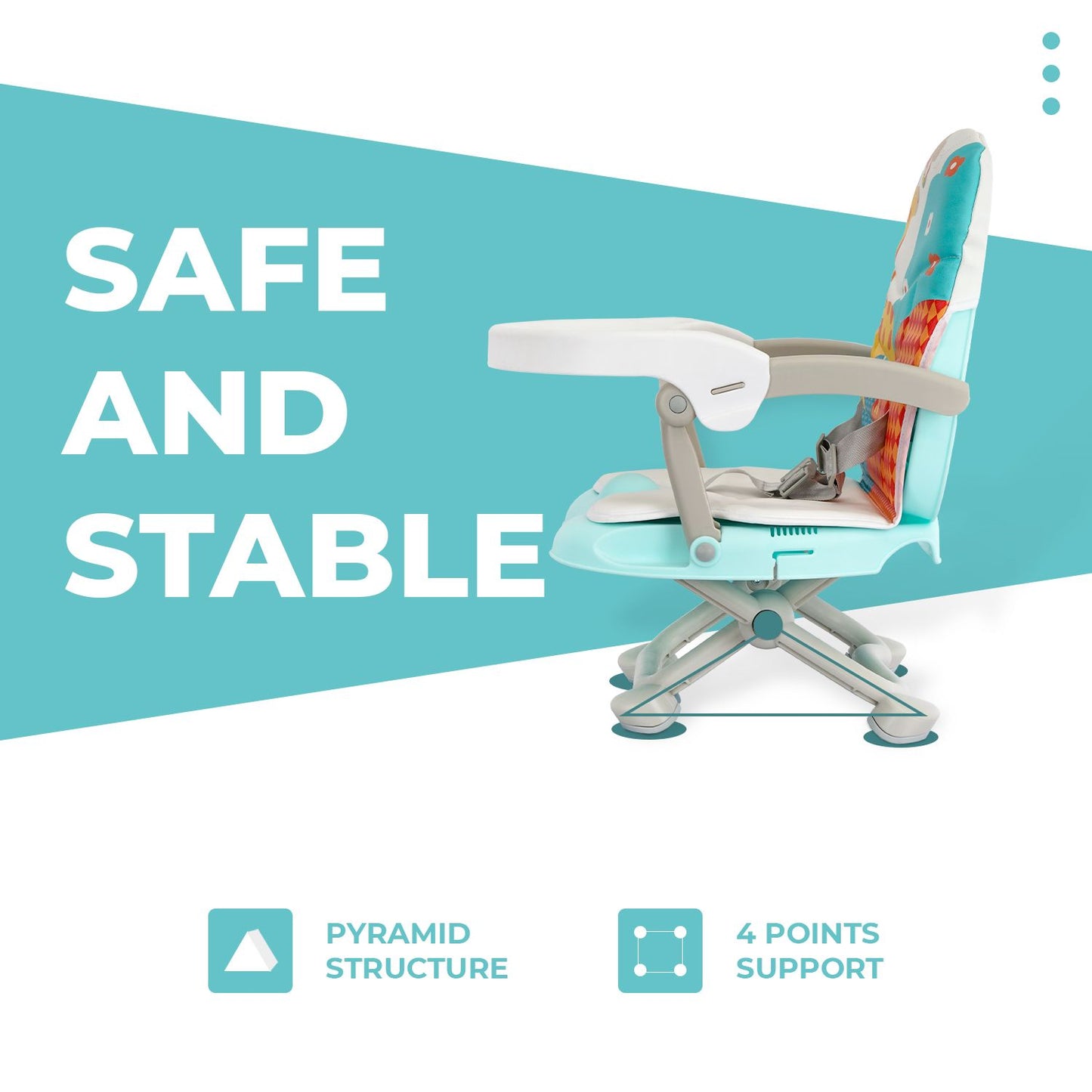 R  for Rabbit Candy Pop Booster Chair - 4 Level Height Adjustment, Light Weight, Travel Friendly Aqua Blue