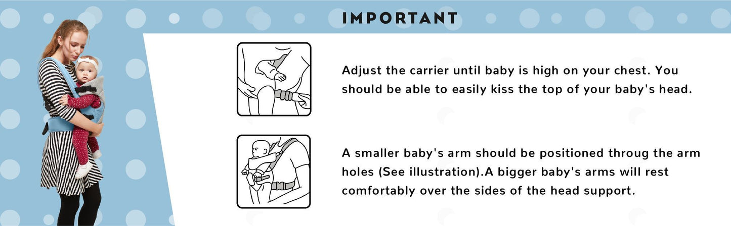 R for Rabbit New Cuddle Snuggle Carriers Cum Kangaroo Bag, Front / Back Baby Carrier Position, Foldable Head Blue