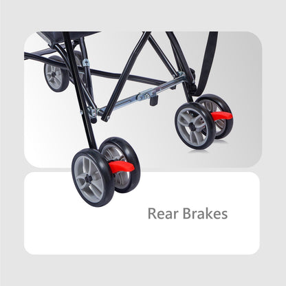 R for Rabbit Pixie Buggy Stroller - Easy To Fold & Store, UV Sun Protection Canopy, Rear Brakes, Storage Bag Black Grey