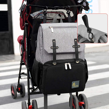 R for Rabbit Caramello Smart Diaper Bags For Mother With High-Quality Water-Resistant Material Grey Black