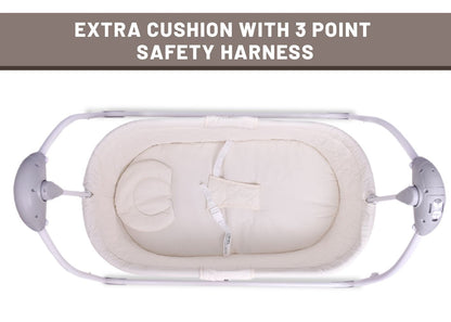 R for Rabbit Lullabies Cradle - Auto Swing With Remote Control, 16 In-Built Soothing Music Tunes, Mosquito Net Baby Cradle Cream