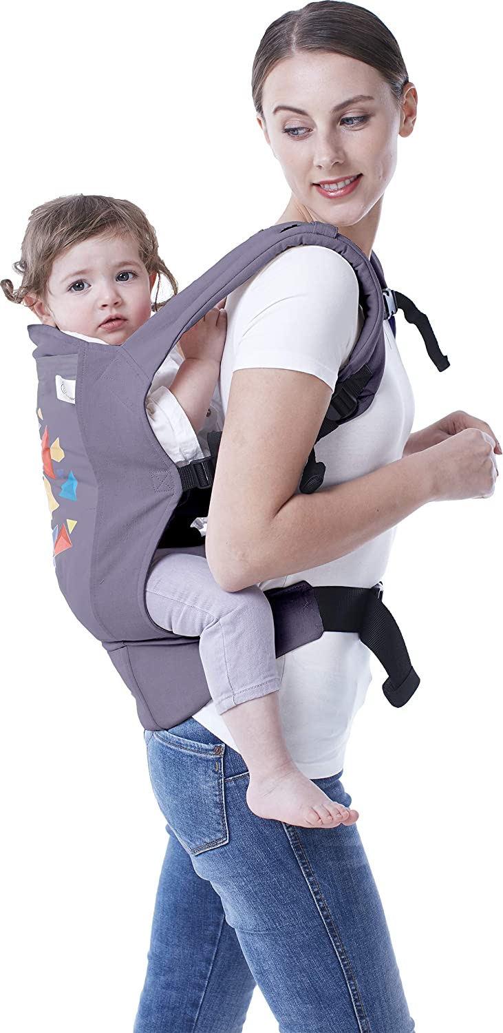 R for Rabbit Hug Me Elite Front & Back Carrier Position, Soft Linen Fabric, Wide Strap With Cap & Mobile Pocket Dark Grey