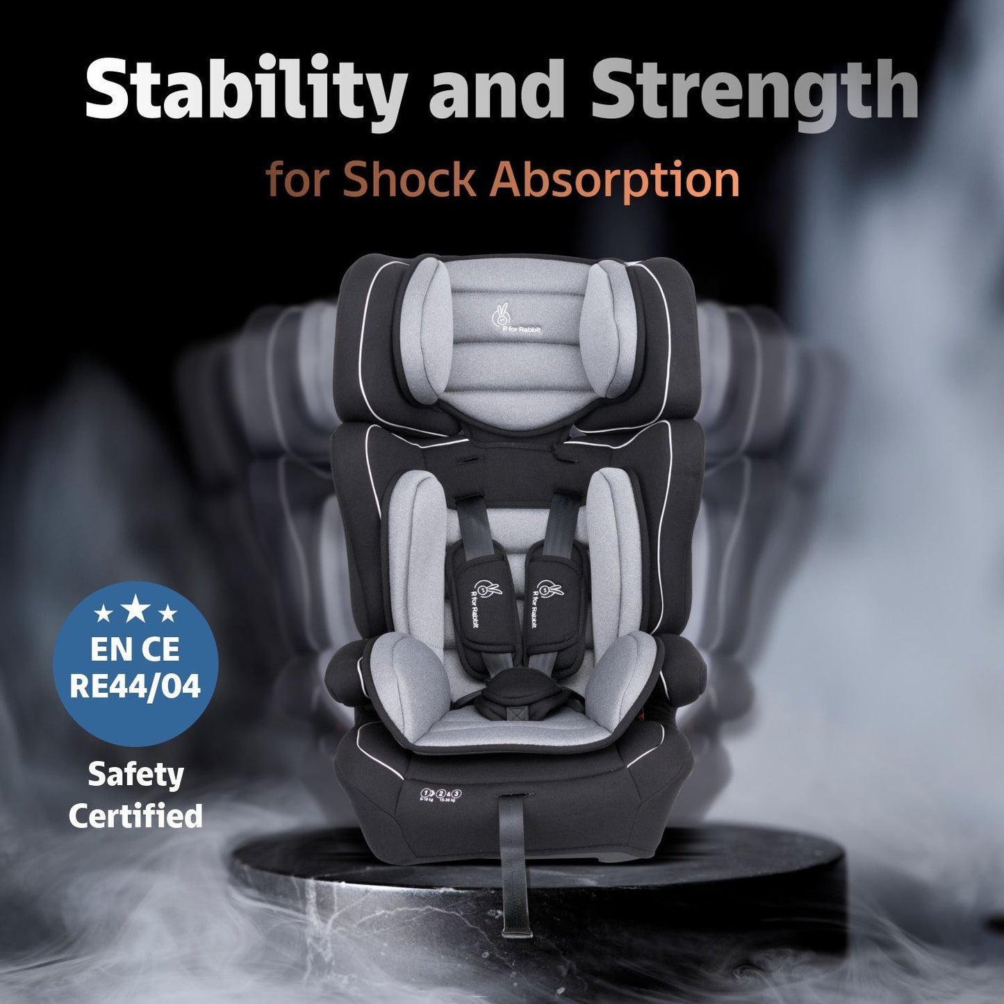 R for Rabbit Jumping Jack Grand Car Seat for 0 to 12 Years Black Grey