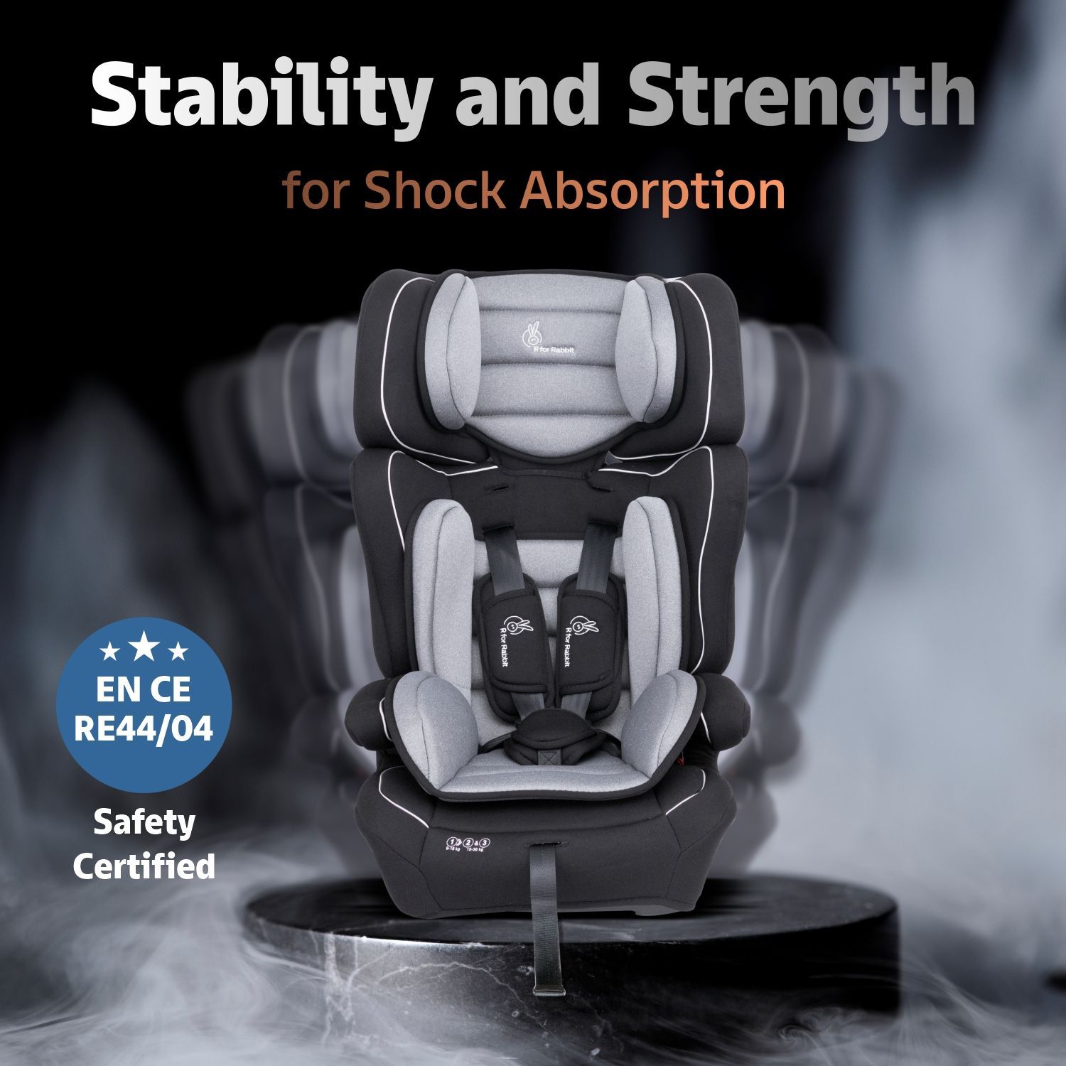 R for Rabbit Jumping Jack Grand Car Seat for 0 to 12 Years Black Grey