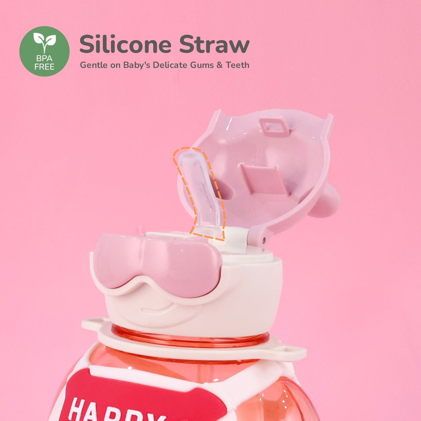 R for Rabbit Tritan Astro Baby Straw Sipper Bottle Pink