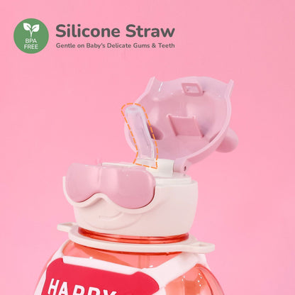 R for Rabbit Tritan Astro Baby Straw Sipper Bottle Pink