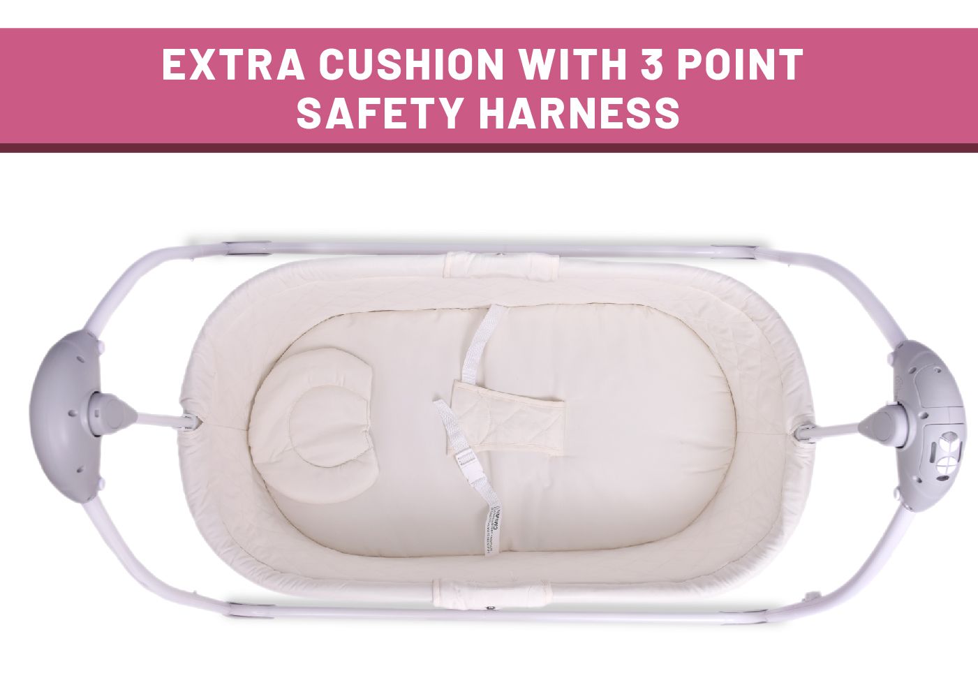 R for Rabbit Lullabies Cradle - Auto Swing With Remote Control, 16 In-Built Soothing Music Tunes, Mosquito Net Baby Cradle Pink