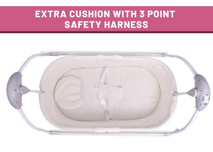R for Rabbit Lullabies Cradle - Auto Swing With Remote Control, 16 In-Built Soothing Music Tunes, Mosquito Net Baby Cradle Pink