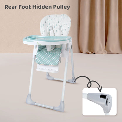 R for Rabbit Marshmallow Lite High Chair - 6 Level Height Adjustment, 3 Recline Modes, Adjustable & Removable Meal Tray Blue
