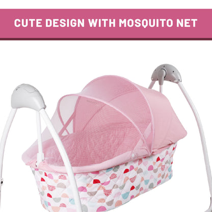 R for Rabbit Lullabies Cradle - Auto Swing With Remote Control, 16 In-Built Soothing Music Tunes, Mosquito Net Baby Cradle Pink