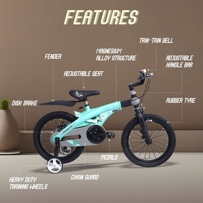 R for Rabbit Tiny Toes Jazz 14T Bicycle - Adjustable Structure, Seat & Handlebar, 90% Installed Lake Blue