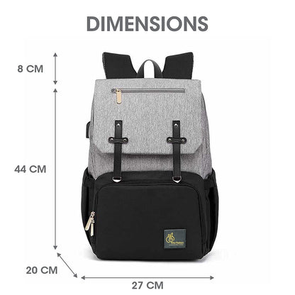 R for Rabbit Caramello Smart Diaper Bags For Mother With High-Quality Water-Resistant Material Grey Black