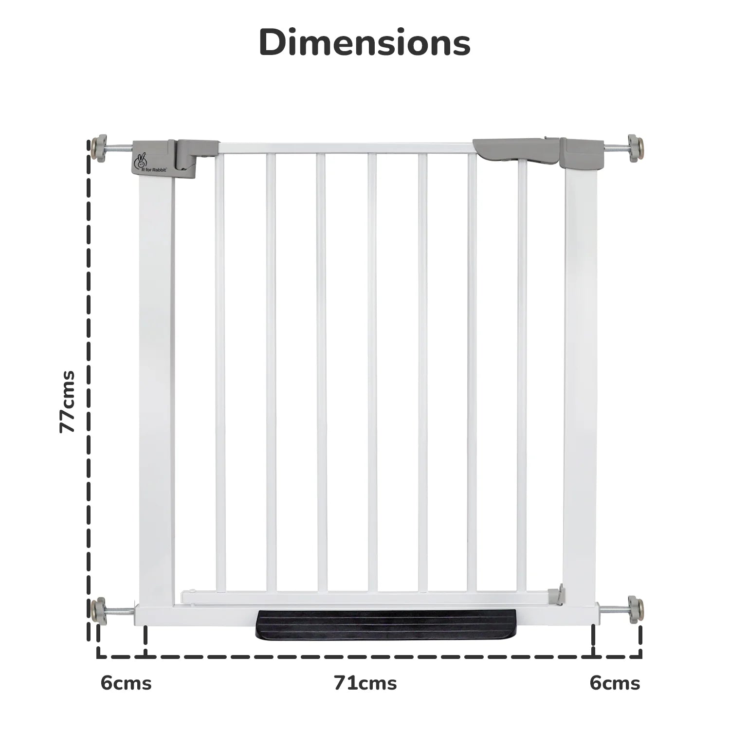 R For Rabbit Safeguard Baby Safety Gate for Kids with Two-Way Auto-Close, No-Drill, Retractable Design & Adjustable Lock, White