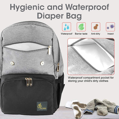 R for Rabbit Caramello Smart Diaper Bags For Mother With High-Quality Water-Resistant Material Grey Black