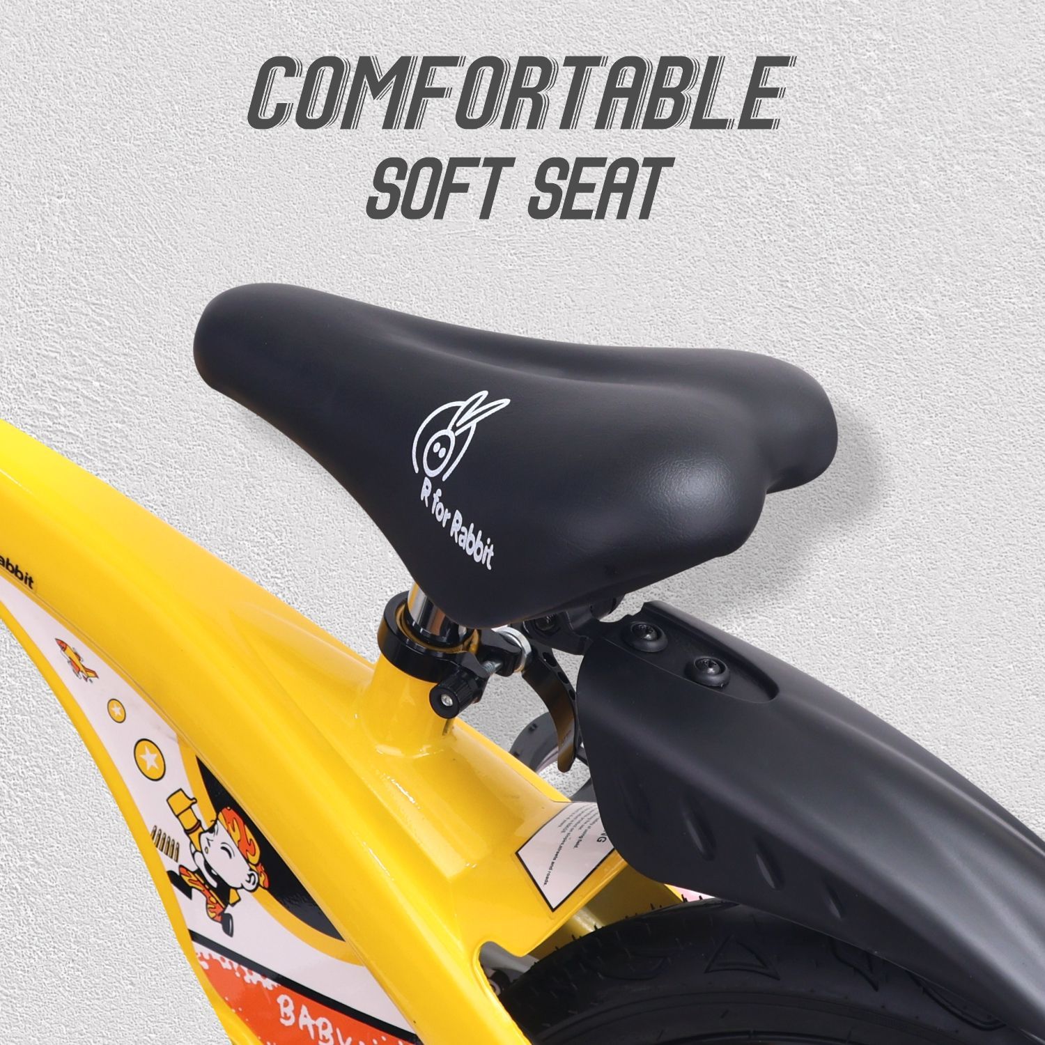 R for Rabbit Tiny Toes Jazz 14T Bicycle - Adjustable Structure, Seat & Handlebar, 90% Installed Yellow