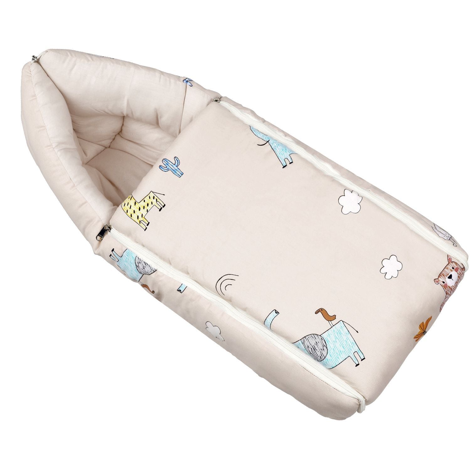 R for Rabbit Snuggy Baby Bed - Easy To Carry, Convertible, High Quality Zip, 100% Natural Cotton Tan Brown