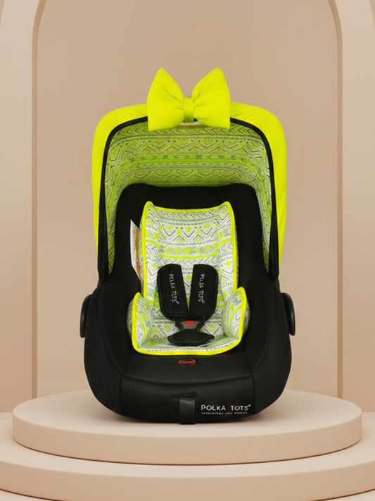 Polka Tots 5-In-1 Baby Car Seat Carry Cot With Canopy Feeding Seat 0 To 15 Months - Green