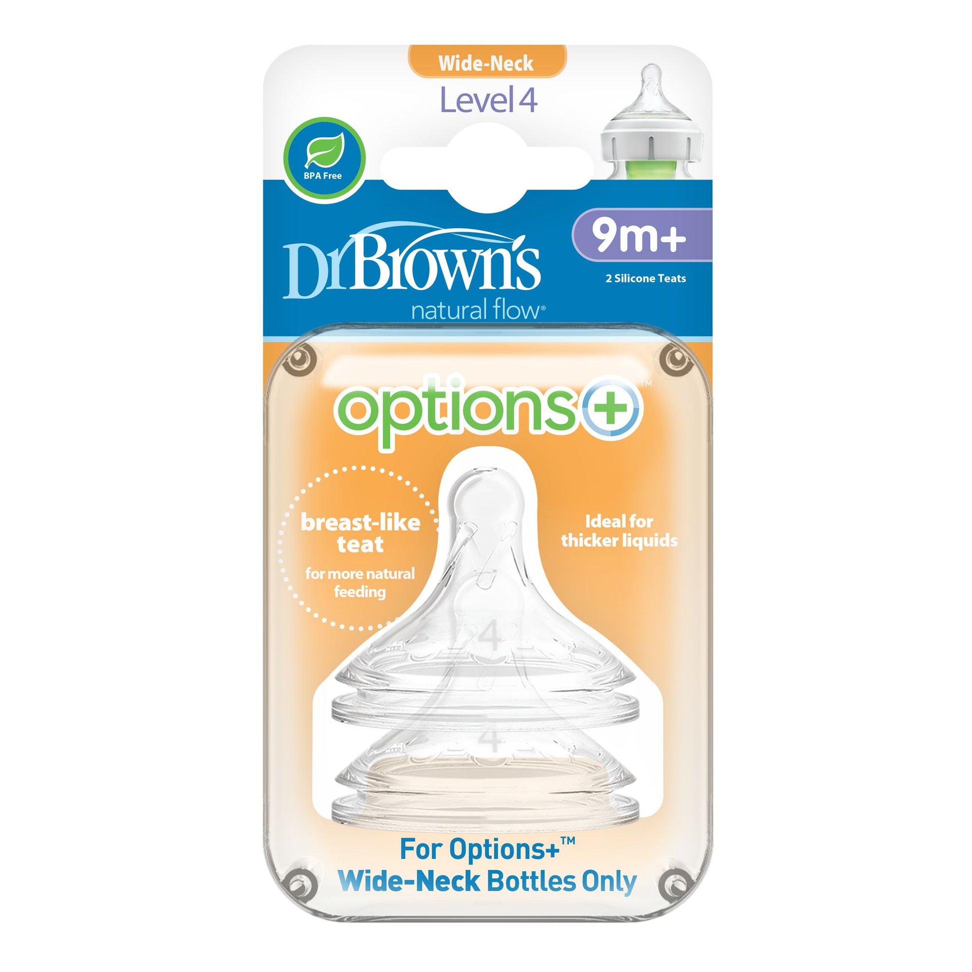 Dr. Brown's Options+ Wide-Neck Baby Bottle Nipple (Level 4)