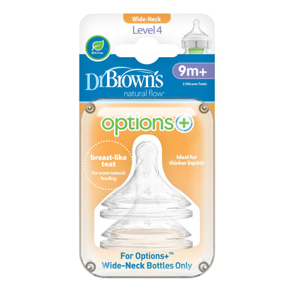 Dr. Brown's Options+ Wide-Neck Baby Bottle Nipple (Level 4)