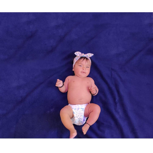 Polka Tots Velvet Indigo Blue Pink Waterproof & Reusable Baby Bed Protector Absorbent Mat Dry Sheet (Medium)