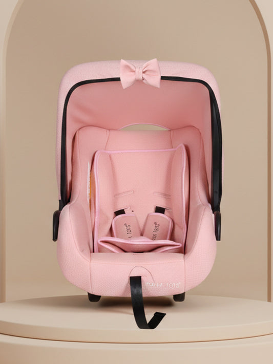 Polka Tots 5-In-1 Baby Car Seat Carry Cot With Canopy Feeding Seat 0 To 15 Months  - Pink