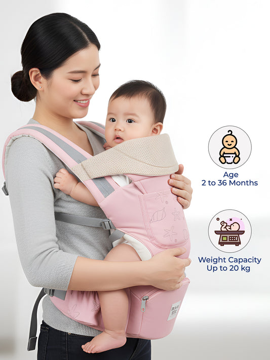 Polka Tots 6 in 1 Pink Baby Carrier with Detachable Hip Seat