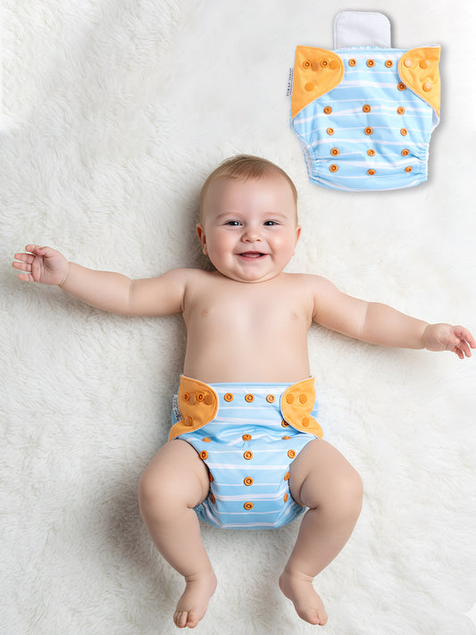 Polka Tots  Reusable & Washable Fleece Cloth Diapers with 1 Liner, Penguin Print