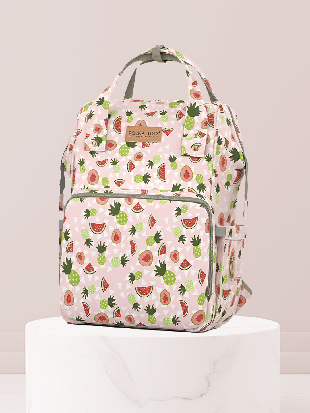 Polka Tots Diaper Bag Large Capacity With 17 Pockets For Moms & Dads  - Watermelon