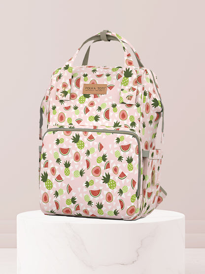 Polka Tots Diaper Bag Large Capacity With 17 Pockets For Moms & Dads  - Watermelon
