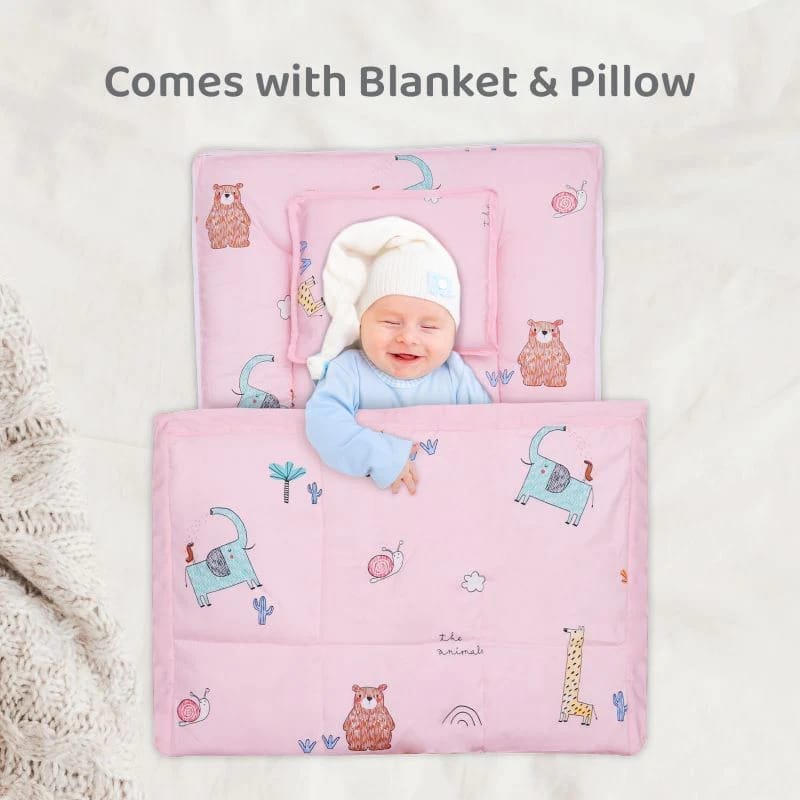 R for Rabbit Snuggy Cozy Baby Bedding With Blanket & Pillow And Odour Free Blush Pink