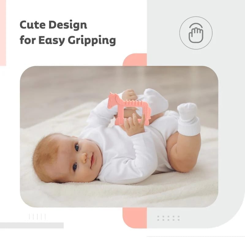 R for Rabbit Tiny Bites Safari - Cute Baby Silicone Teether - Horse Orange