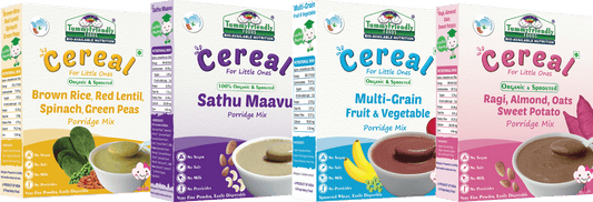 Tummy Friendly Foods Organic Certified Stage3 Sprouted Porridge Mixes Combo - 4 Packs With Brown Rice | Organic Baby Food for 8 Months Old Baby |4 Packs, 200g Each Cereal (800 g, Pack of 4)