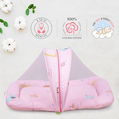 R for Rabbit Snuggy Safari Baby Bed - Easy To Carry, Convertible, HQ Zip, 100% Natural Cotton Pink