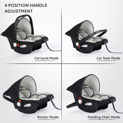R for Rabbit Picaboo 4 in 1 Multipurpose Car Seat Cum Carry Cot Black Grey