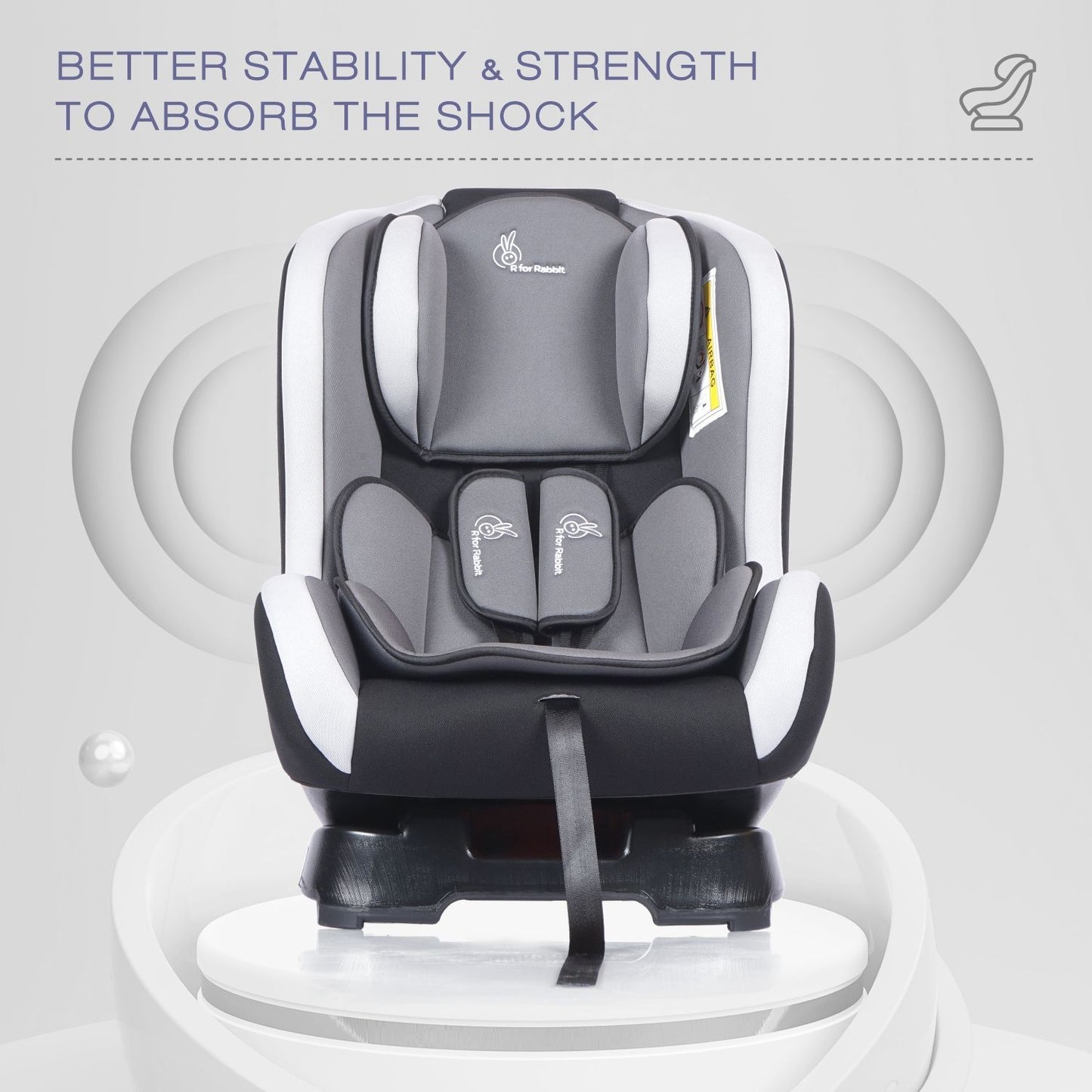 R for RABBIT Jack N Jill Baby Car Seat For 0 To 5 Years Black Grey