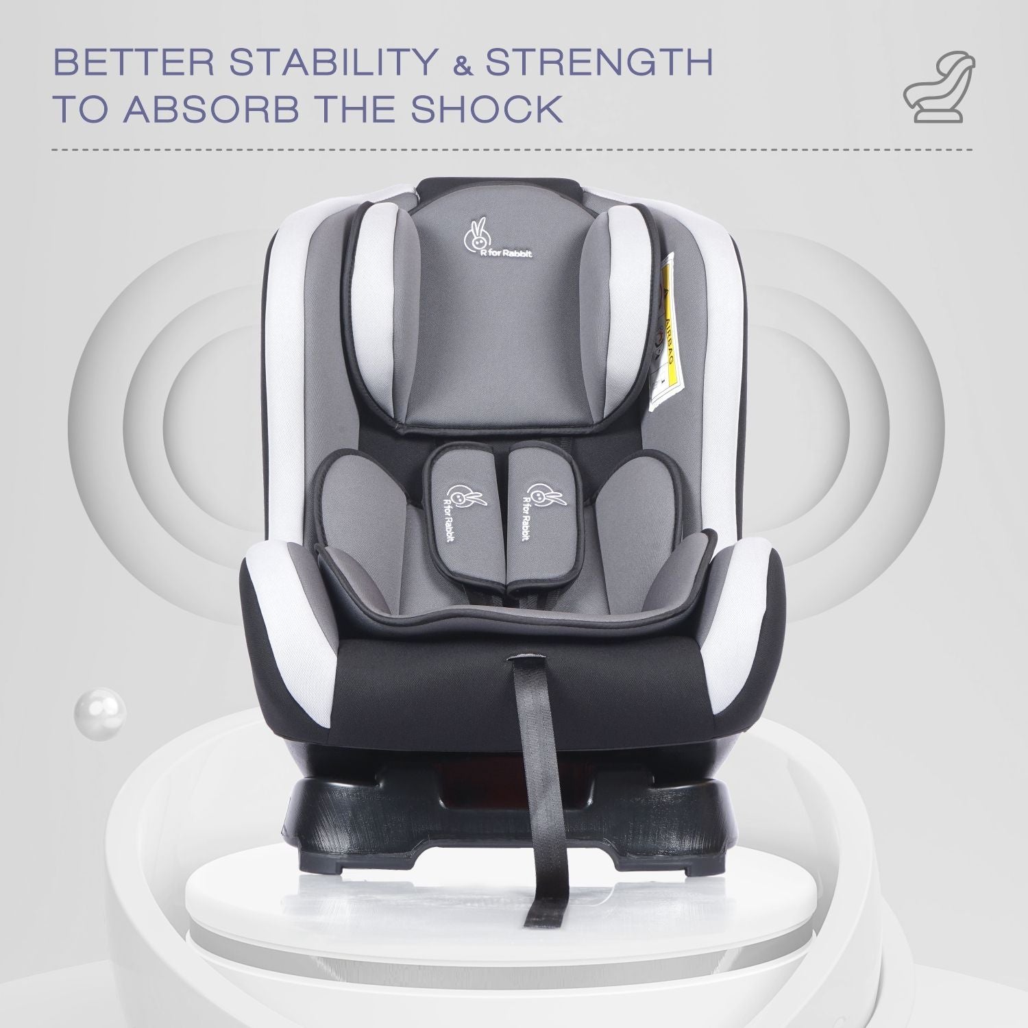 R for RABBIT Jack N Jill Baby Car Seat For 0 To 5 Years Black Grey