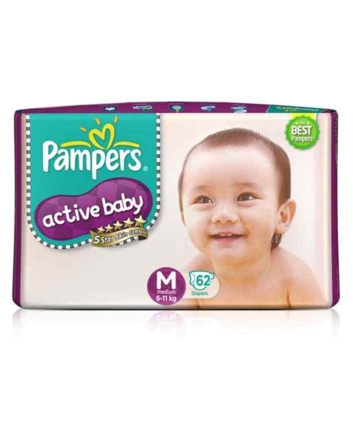 PAMPERS ACTIVE BABY MEDIUM 6-11KG 62'S
