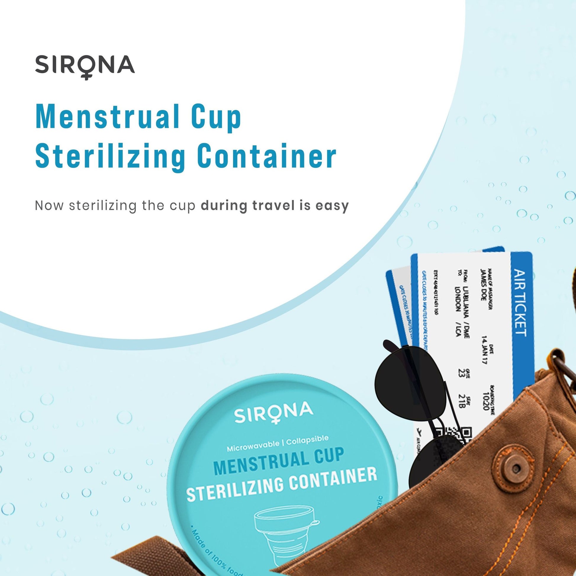 Sirona Collapsible Silicone Cup Foldable Sterilizing Container, Menstrual Cups 1 Unit,Microwave Friendly