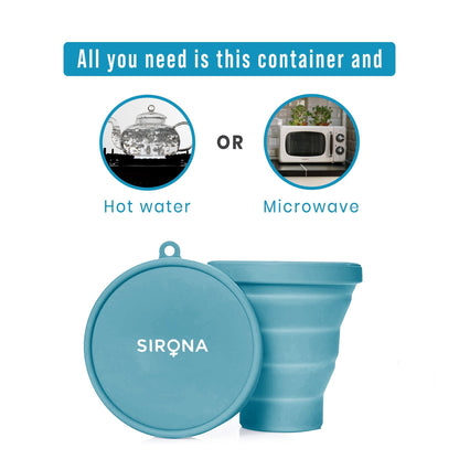 Sirona Collapsible Silicone Cup Foldable Sterilizing Container, Menstrual Cups 1 Unit,Microwave Friendly