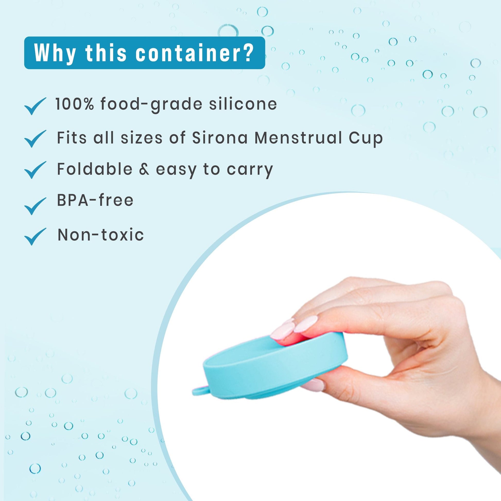 Sirona Collapsible Silicone Cup Foldable Sterilizing Container, Menstrual Cups 1 Unit,Microwave Friendly